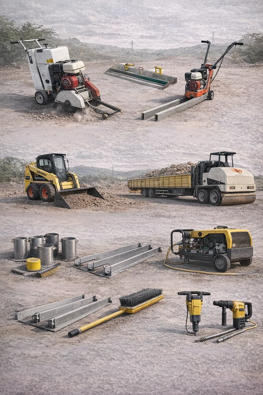 Equipos para pavimento, corte, compactación, vibrado y herramientas eléctricas